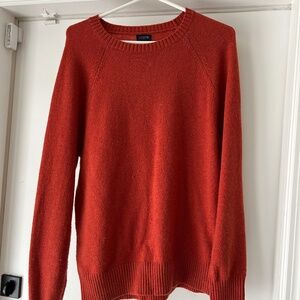 J. Crew Mens Burnt Orange Rust Crewneck Wool Sweater Size Small Fall